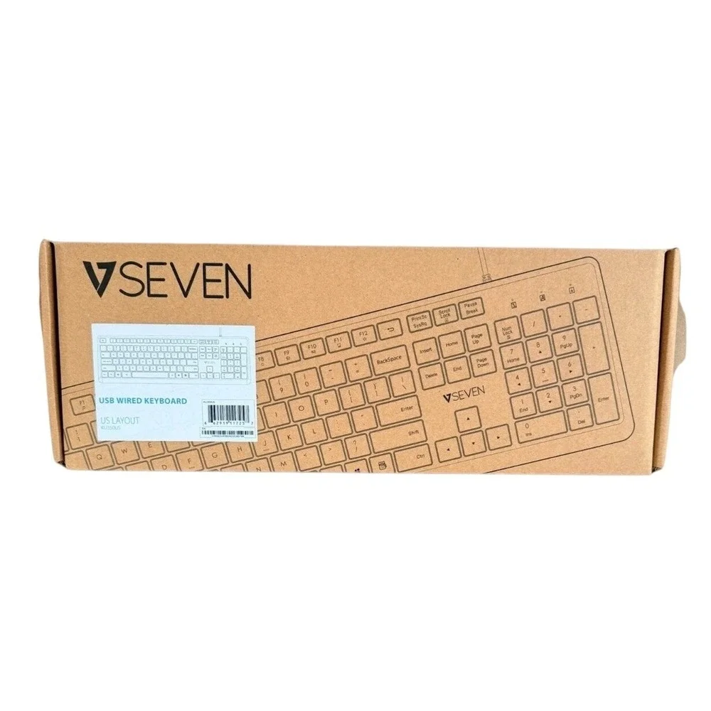 V7 KU350US‎ USB Wired Keyboard Full Size Low Profile Quiet Keys Black US Layout